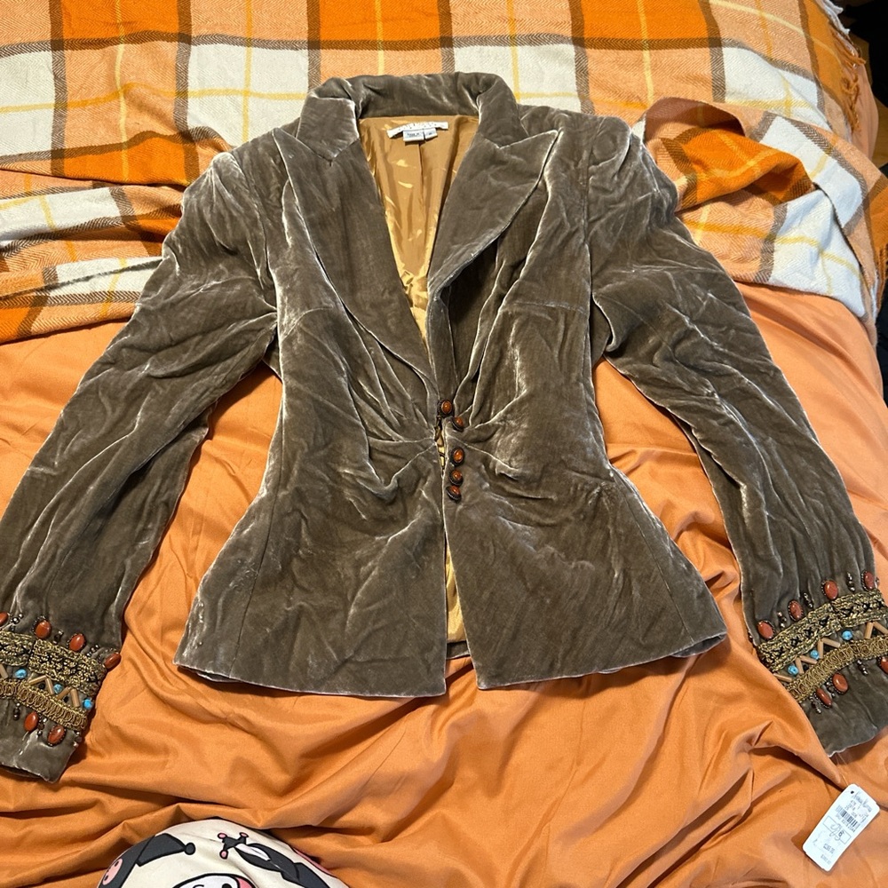 Sage green velvet suit